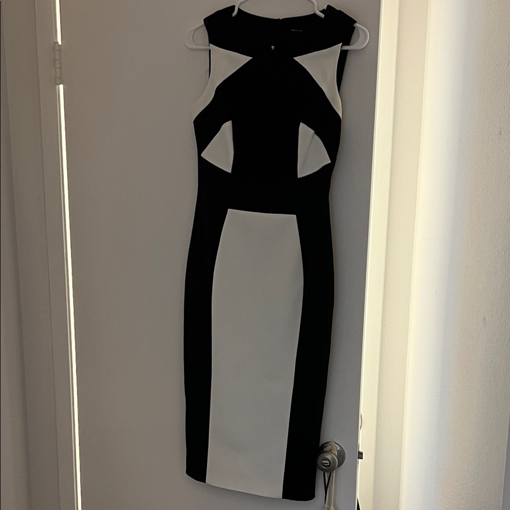 Elegant Black and White Sleeveless Dress